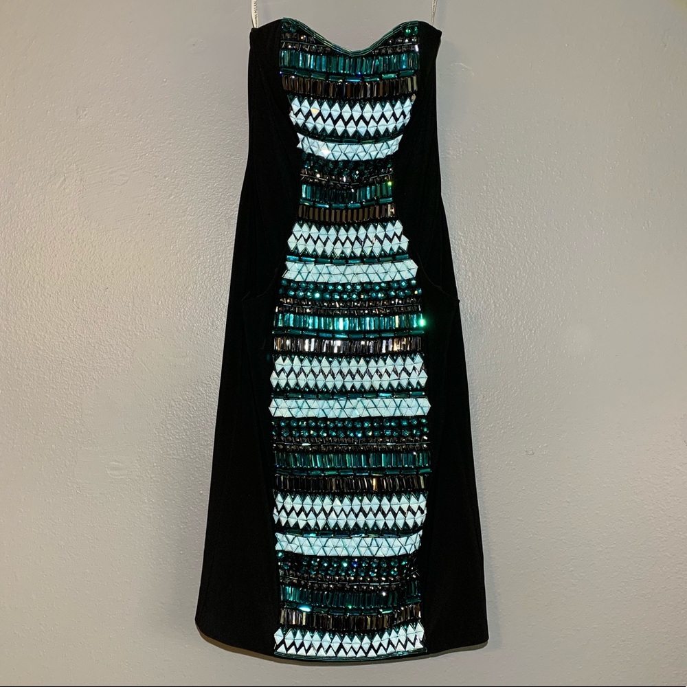 Rachel Allen- short beaded strapless gown ❤️ size0
